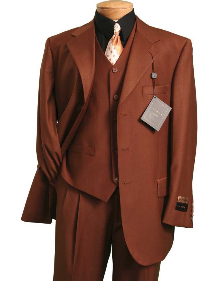 Regular Fit Vested 3 buttons Solid Color Suits for Men 3TR-3 Limited ...