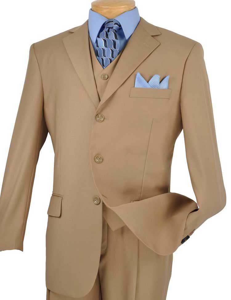 Regular Fit Vested 3 buttons Solid Color Suits for Men 3TR-3 Limited ...