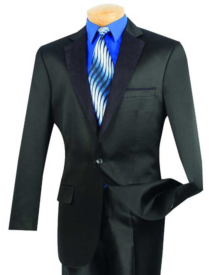 One-Button Formal Suit Black B-21 – Vinci Suits