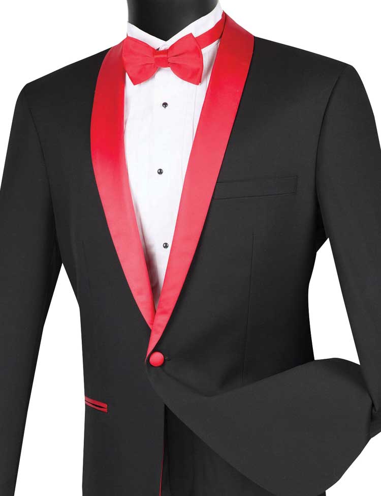 red on black tux