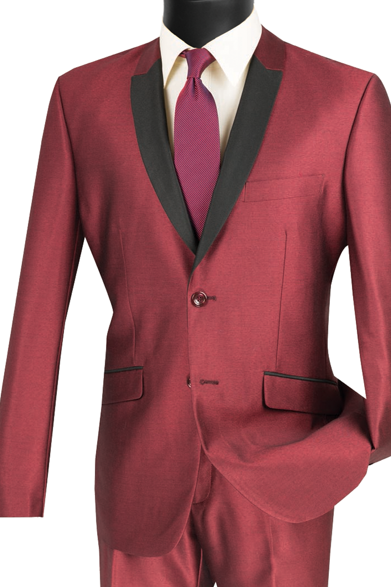 Slim Fit Suits for Men Shawl Lapel Sharkskin S2PS-1 – Vinci Suits