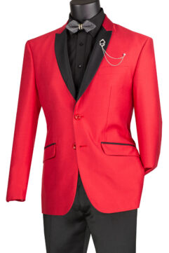 Slim Fit Shiny Sharkskin 2 Piece Suit (Red) S2PS-1