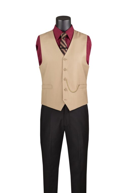 Slim Fit Single Breasted 5 Button Vest (Black) OV-900