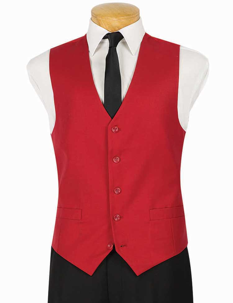 Slim Fit Single Breasted 5 Button Vest (Red) OV-900 main image 1