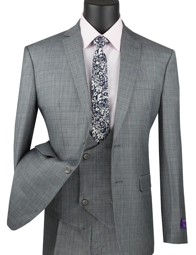 Slim Fit 3 Pieces Suit with Low Cut Vest SV2W-5 Limited – Vinci Suits