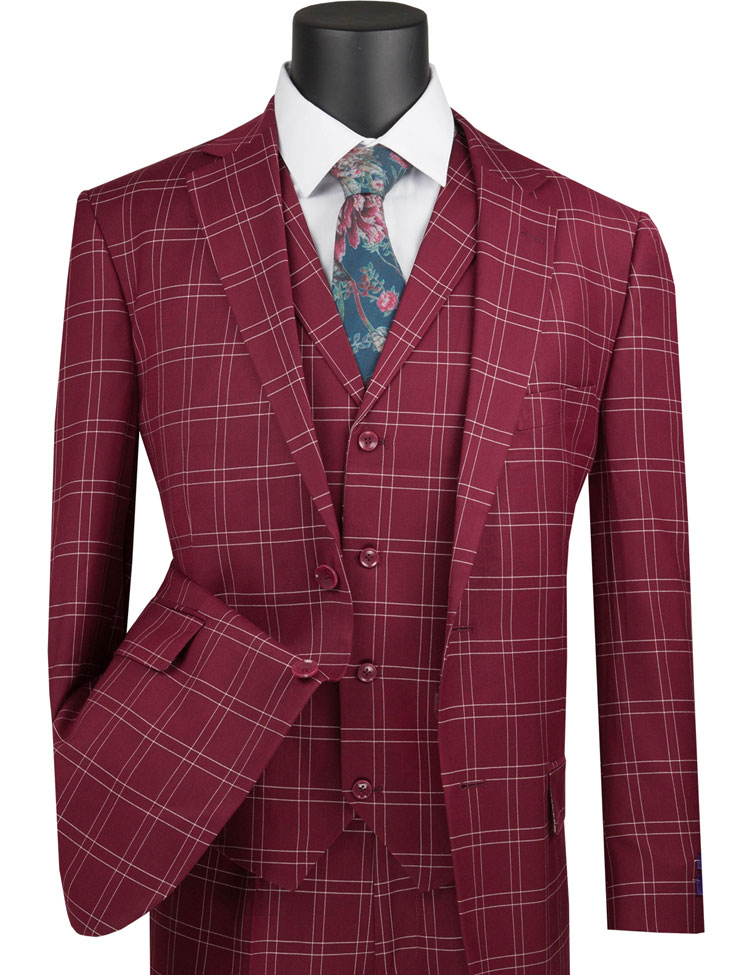 V2PD-1 Classic Glen Plaid 3 Pieces Suit – Vinci Suits