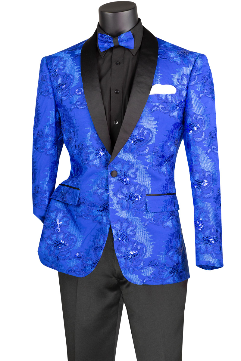 Fancy Embroidery 1 Button Slim Fit Sport Coat Jacket Blazer for Men BSF ...
