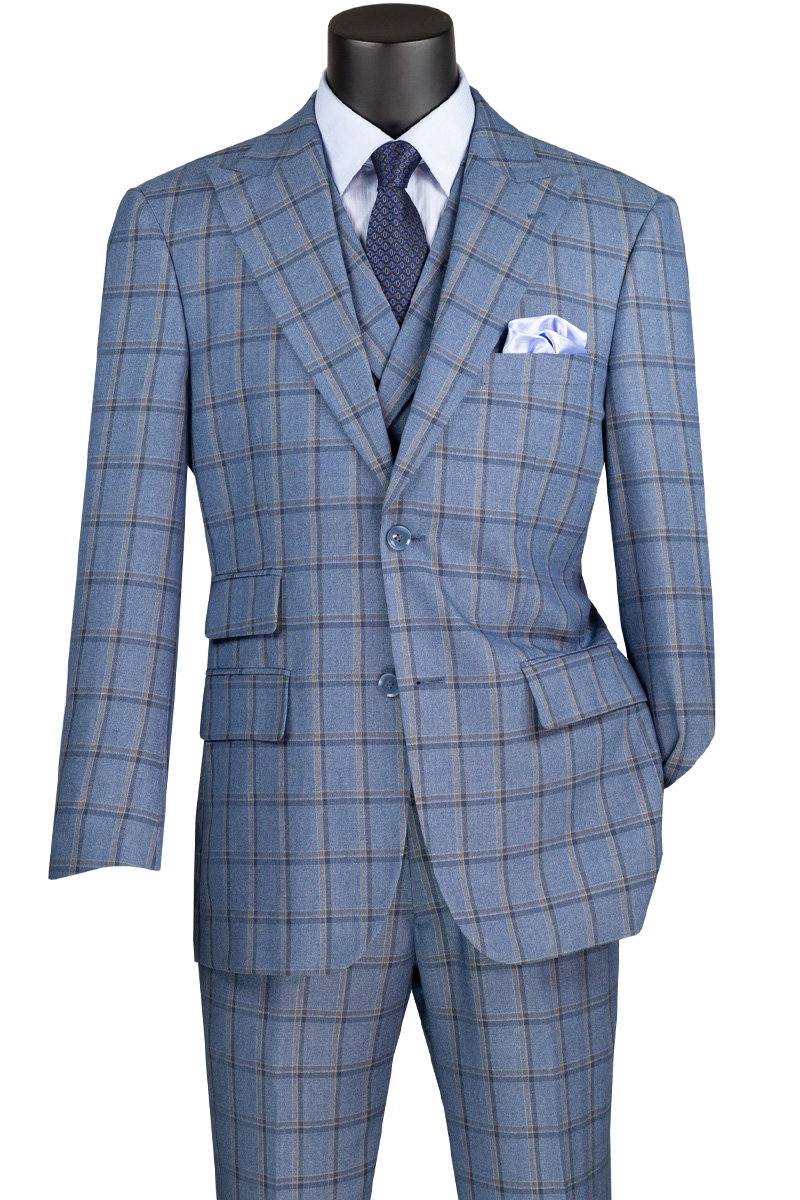 Modern Fit 3 pcs Suits for Men with Peak Lapel Fancy Vest MV2W-2 ...