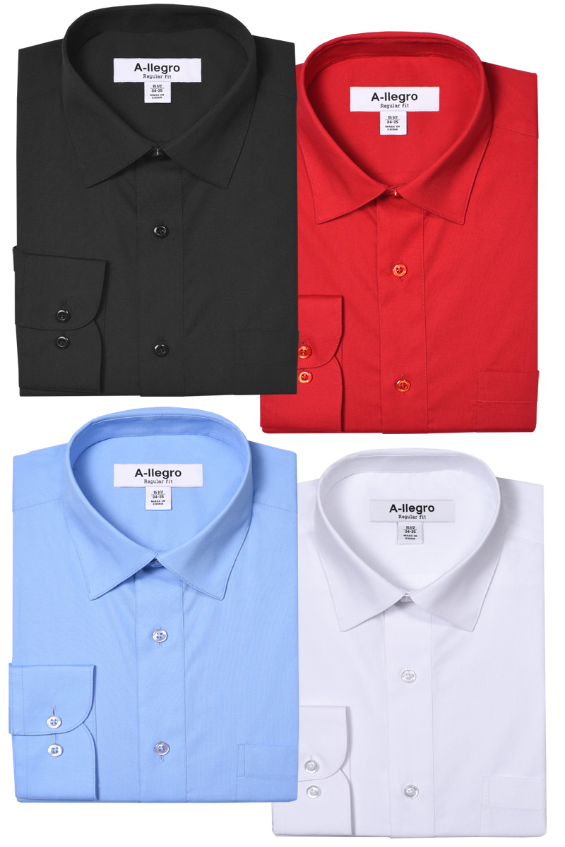 Classic Regular Fit Cotton Convertible Cuff Dress Shirt Blue R-S100 main image 1