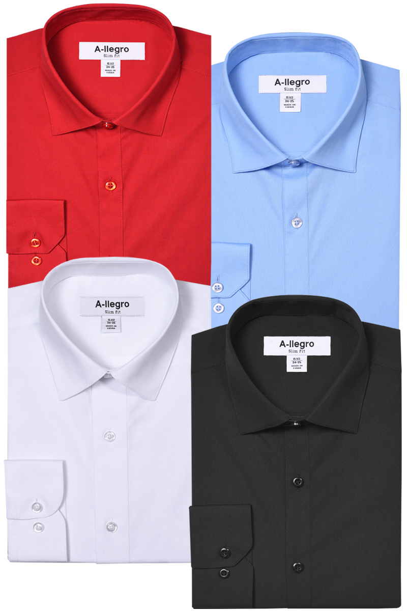 Slim Fit Cotton Convertible Cuff Dress Shirt White S-S100 main image 1