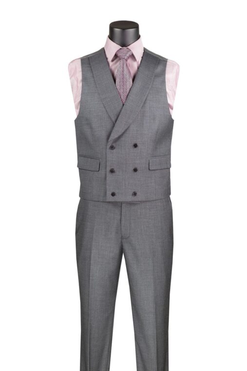Vitali Grey Polka Dot Modern Fit Vested Suit main image 1