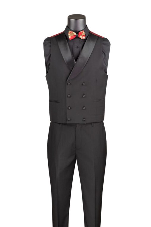 Modern Fit 3 Piece Suit with Matching Bow Tie Red MVJQ-1 main image 1
